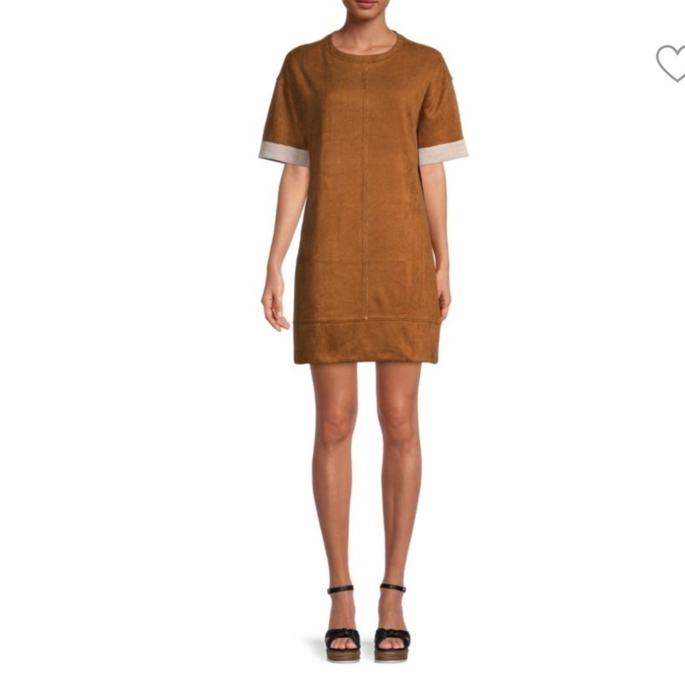 Size small stitchdrop faux suede short sleeve dress in excellent like new​